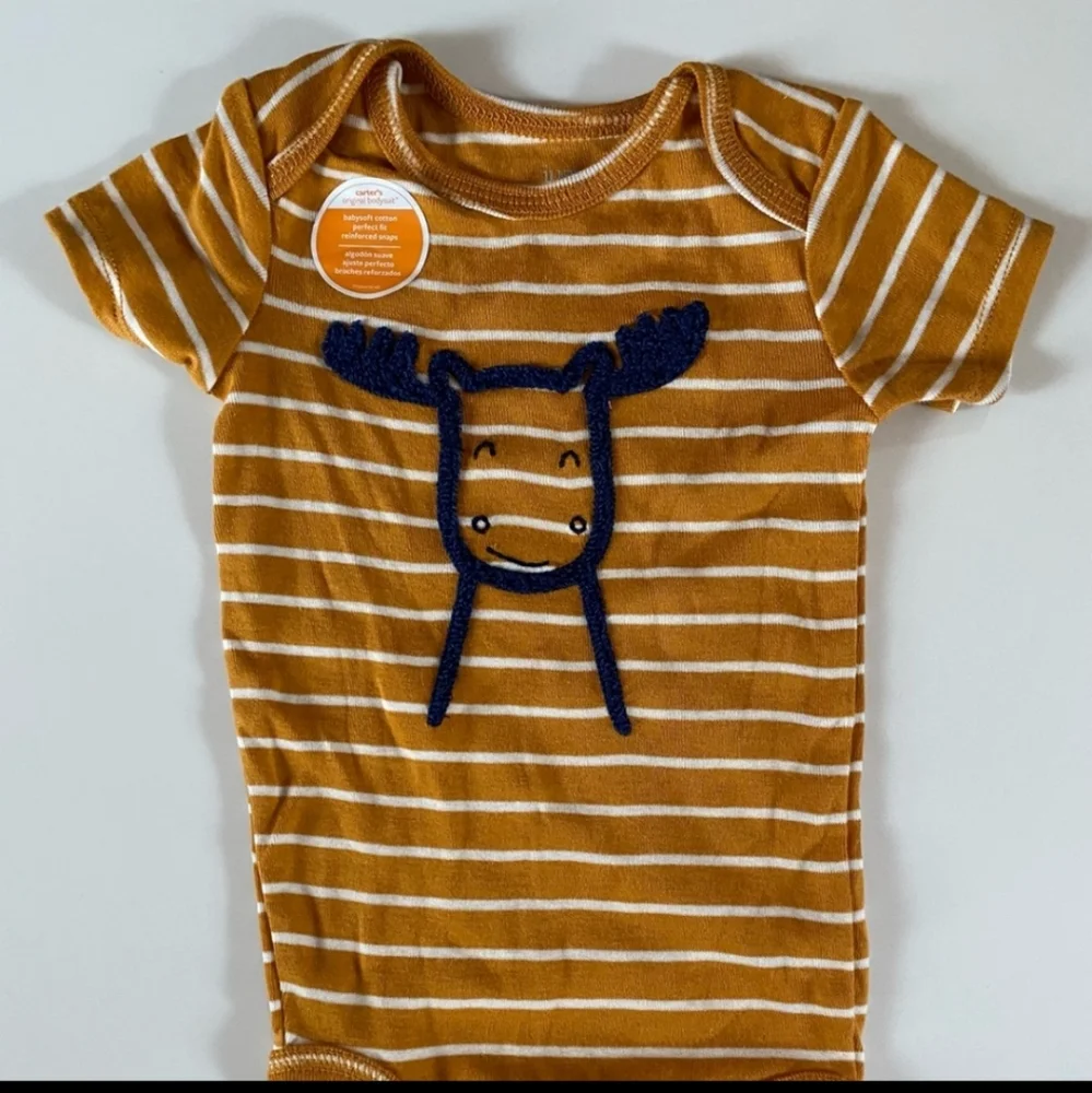 Carters Boys 3 Pack Long Sleeve Bodysuits - Moose, Fox, Wolf